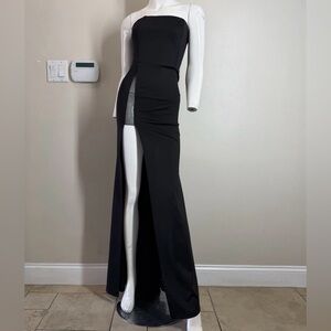 KikiRiki  Women’s Black Tube Split Leg Bodycon Maxi Dress Size Small